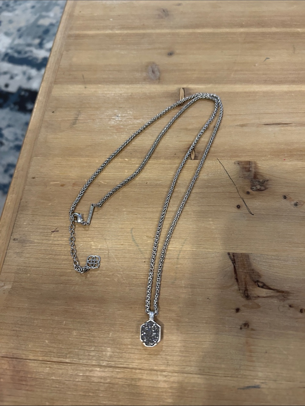 Kendra Scott Silver Sparkle Hexagon Pendant Necklace